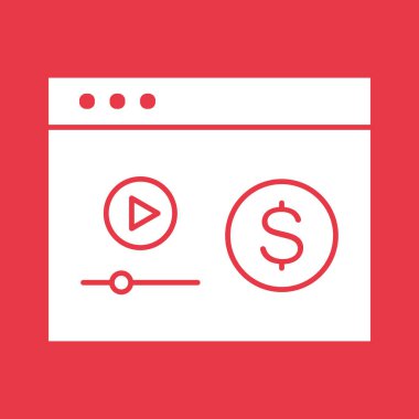 Para, video, kazanç, para ikonu vektör imajı. Web pazarlama için de kullanılabilir. Web uygulamalarında, mobil uygulamalarda ve yazdırma ortamlarında kullanılabilir.