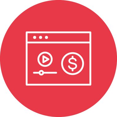 Para, video, kazanç, para ikonu vektör imajı. Web pazarlama için de kullanılabilir. Web uygulamalarında, mobil uygulamalarda ve yazdırma ortamlarında kullanılabilir.
