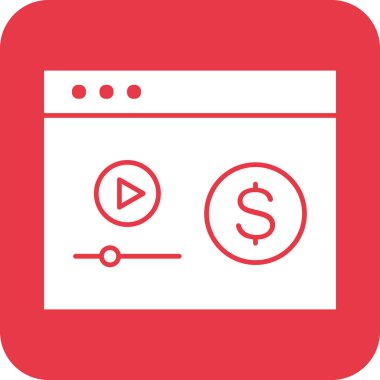 Para, video, kazanç, para ikonu vektör imajı. Web pazarlama için de kullanılabilir. Web uygulamalarında, mobil uygulamalarda ve yazdırma ortamlarında kullanılabilir.