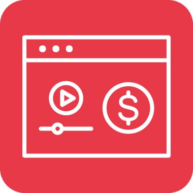 Para, video, kazanç, para ikonu vektör imajı. Web pazarlama için de kullanılabilir. Web uygulamalarında, mobil uygulamalarda ve yazdırma ortamlarında kullanılabilir.