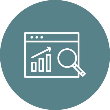 Rapor, istatistik, web sayfası, büyütücü ikon vektör resmi. Web pazarlama için de kullanılabilir. Web uygulamalarında, mobil uygulamalarda ve yazdırma ortamlarında kullanılabilir.