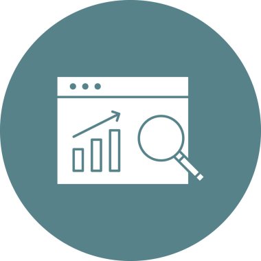 Rapor, istatistik, web sayfası, büyütücü ikon vektör resmi. Web pazarlama için de kullanılabilir. Web uygulamalarında, mobil uygulamalarda ve yazdırma ortamlarında kullanılabilir.