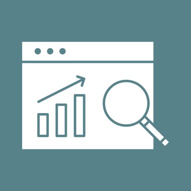 Rapor, istatistik, web sayfası, büyütücü ikon vektör resmi. Web pazarlama için de kullanılabilir. Web uygulamalarında, mobil uygulamalarda ve yazdırma ortamlarında kullanılabilir.