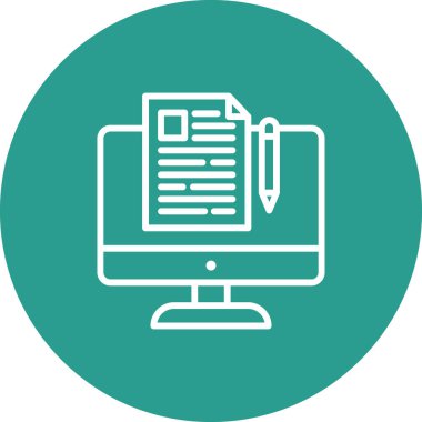 Makale, blog, içerik, çevrimiçi simge vektör resmi. Seo & web için de kullanılabilir. Web uygulamalarında, mobil uygulamalarda ve yazdırma ortamlarında kullanılabilir.