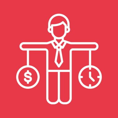 Denge, bütçe, hesap, para, zaman simgesi vektör görüntüsü. Proje yönetimi için de kullanılabilir. Web uygulamalarında, mobil uygulamalarda ve yazdırma ortamlarında kullanılabilir.