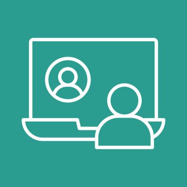 Arama, konferans, toplantı, online ikon vektör görüntüsü. Proje yönetimi için de kullanılabilir. Web uygulamalarında, mobil uygulamalarda ve yazdırma ortamlarında kullanılabilir.