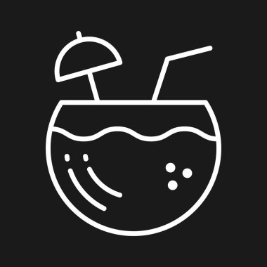 Hindistan cevizi suyu, hindistan cevizi, meyve suyu ikonu vektör görüntüsü. Yaz & Tatilleri için kullanılabilir. Mobil uygulamalar, web uygulamaları ve yazdırma ortamları için elverişli.