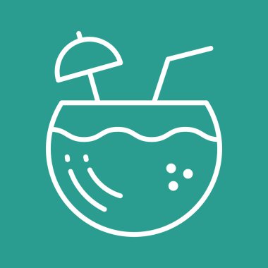 Hindistan cevizi suyu, hindistan cevizi, meyve suyu ikonu vektör görüntüsü. Yaz & Tatilleri için kullanılabilir. Mobil uygulamalar, web uygulamaları ve yazdırma ortamları için elverişli.