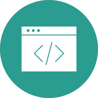 Kodlama, html, web simgesi vektör görüntüsü. Seo & web için de kullanılabilir. Web uygulamalarında, mobil uygulamalarda ve yazdırma ortamlarında kullanılabilir.