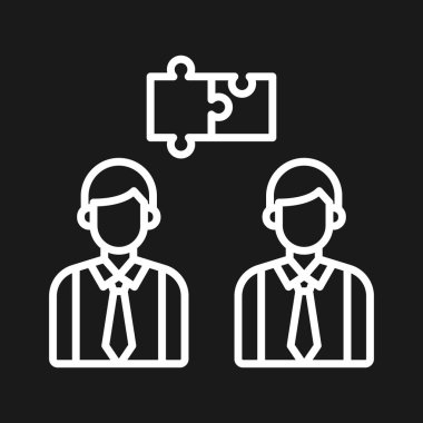 İşbirliği, tartışma, takım çalışması, strateji ikonu vektör görüntüsü. Proje yönetimi için de kullanılabilir. Web uygulamalarında, mobil uygulamalarda ve yazdırma ortamlarında kullanılabilir.