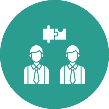 İşbirliği, tartışma, takım çalışması, strateji ikonu vektör görüntüsü. Proje yönetimi için de kullanılabilir. Web uygulamalarında, mobil uygulamalarda ve yazdırma ortamlarında kullanılabilir.