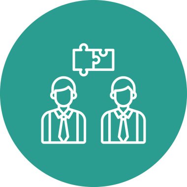 İşbirliği, tartışma, takım çalışması, strateji ikonu vektör görüntüsü. Proje yönetimi için de kullanılabilir. Web uygulamalarında, mobil uygulamalarda ve yazdırma ortamlarında kullanılabilir.