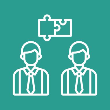 İşbirliği, tartışma, takım çalışması, strateji ikonu vektör görüntüsü. Proje yönetimi için de kullanılabilir. Web uygulamalarında, mobil uygulamalarda ve yazdırma ortamlarında kullanılabilir.