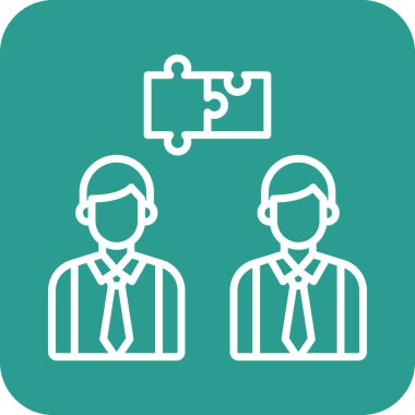 İşbirliği, tartışma, takım çalışması, strateji ikonu vektör görüntüsü. Proje yönetimi için de kullanılabilir. Web uygulamalarında, mobil uygulamalarda ve yazdırma ortamlarında kullanılabilir.