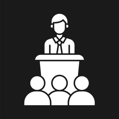 Konferans, tartışma, çekişme ikon vektör görüntüsü. Proje yönetimi için de kullanılabilir. Web uygulamalarında, mobil uygulamalarda ve yazdırma ortamlarında kullanılabilir.