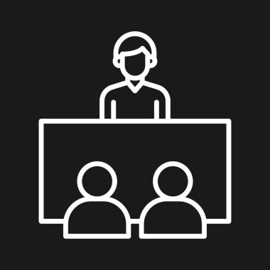 İşveren, insan kaynakları, ikon vektör görüntüsü ile röportaj. Proje yönetimi için de kullanılabilir. Web uygulamalarında, mobil uygulamalarda ve yazdırma ortamlarında kullanılabilir.