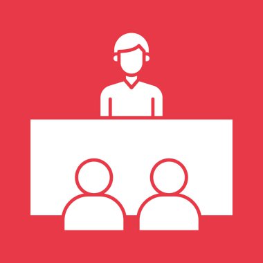 İşveren, insan kaynakları, ikon vektör görüntüsü ile röportaj. Proje yönetimi için de kullanılabilir. Web uygulamalarında, mobil uygulamalarda ve yazdırma ortamlarında kullanılabilir.