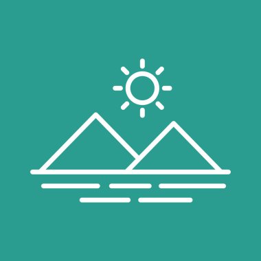 Dağlar, plaj ikonu vektör görüntüsü. Yaz & Tatilleri için kullanılabilir. Mobil uygulamalar, web uygulamaları ve yazdırma ortamları için elverişli.