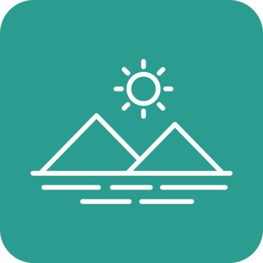 Dağlar, plaj ikonu vektör görüntüsü. Yaz & Tatilleri için kullanılabilir. Mobil uygulamalar, web uygulamaları ve yazdırma ortamları için elverişli.