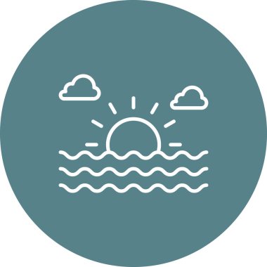 Gün batımı, su, gündoğumu, ikon vektör görüntüsü. Yaz & Tatilleri için kullanılabilir. Mobil uygulamalar, web uygulamaları ve yazdırma ortamları için elverişli.