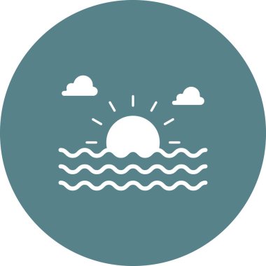 Gün batımı, su, gündoğumu, ikon vektör görüntüsü. Yaz & Tatilleri için kullanılabilir. Mobil uygulamalar, web uygulamaları ve yazdırma ortamları için elverişli.