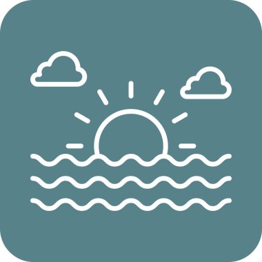 Gün batımı, su, gündoğumu, ikon vektör görüntüsü. Yaz & Tatilleri için kullanılabilir. Mobil uygulamalar, web uygulamaları ve yazdırma ortamları için elverişli.