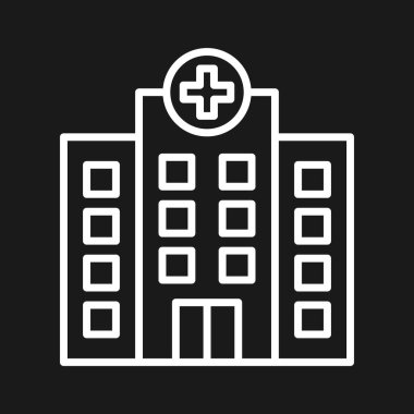 Hastane ikonu vektör görüntüsü. Revir için kullanılabilir. Mobil uygulamalar, web uygulamaları ve yazdırma ortamları için elverişli.