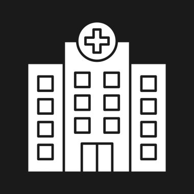 Hastane ikonu vektör görüntüsü. Revir için kullanılabilir. Mobil uygulamalar, web uygulamaları ve yazdırma ortamları için elverişli.