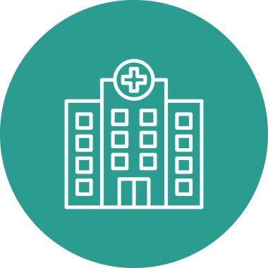 Hastane ikonu vektör görüntüsü. Revir için kullanılabilir. Mobil uygulamalar, web uygulamaları ve yazdırma ortamları için elverişli.