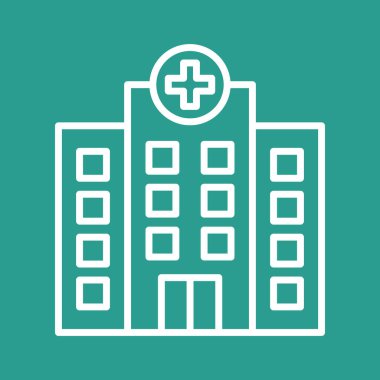 Hastane ikonu vektör görüntüsü. Revir için kullanılabilir. Mobil uygulamalar, web uygulamaları ve yazdırma ortamları için elverişli.