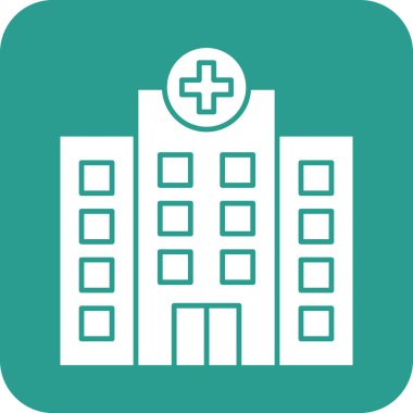 Hastane ikonu vektör görüntüsü. Revir için kullanılabilir. Mobil uygulamalar, web uygulamaları ve yazdırma ortamları için elverişli.