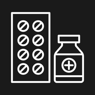 İlaç Simgesi vektör görüntüsü. Revir için kullanılabilir. Mobil uygulamalar, web uygulamaları ve yazdırma ortamları için elverişli.