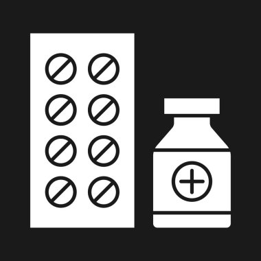 İlaç Simgesi vektör görüntüsü. Revir için kullanılabilir. Mobil uygulamalar, web uygulamaları ve yazdırma ortamları için elverişli.