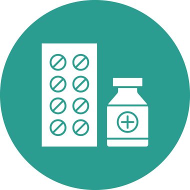 İlaç Simgesi vektör görüntüsü. Revir için kullanılabilir. Mobil uygulamalar, web uygulamaları ve yazdırma ortamları için elverişli.