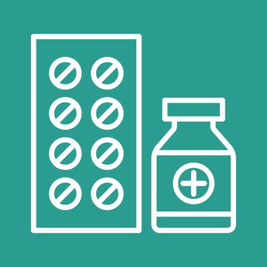 İlaç Simgesi vektör görüntüsü. Revir için kullanılabilir. Mobil uygulamalar, web uygulamaları ve yazdırma ortamları için elverişli.