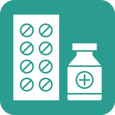 İlaç Simgesi vektör görüntüsü. Revir için kullanılabilir. Mobil uygulamalar, web uygulamaları ve yazdırma ortamları için elverişli.