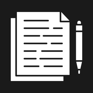 Yazı, kalem, belge, bant ikonu vektör resmi. Bilgi teknolojisi için de kullanılabilir. Web uygulamalarında, mobil uygulamalarda ve yazdırma ortamlarında kullanılabilir.