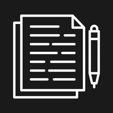 Yazı, kalem, belge, bant ikonu vektör resmi. Bilgi teknolojisi için de kullanılabilir. Web uygulamalarında, mobil uygulamalarda ve yazdırma ortamlarında kullanılabilir.