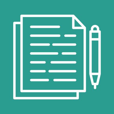 Yazı, kalem, belge, bant ikonu vektör resmi. Bilgi teknolojisi için de kullanılabilir. Web uygulamalarında, mobil uygulamalarda ve yazdırma ortamlarında kullanılabilir.