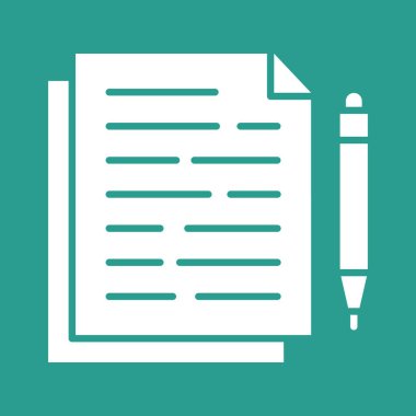 Yazı, kalem, belge, bant ikonu vektör resmi. Bilgi teknolojisi için de kullanılabilir. Web uygulamalarında, mobil uygulamalarda ve yazdırma ortamlarında kullanılabilir.