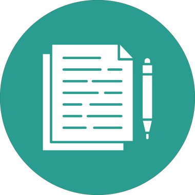 Yazı, kalem, belge, bant ikonu vektör resmi. Bilgi teknolojisi için de kullanılabilir. Web uygulamalarında, mobil uygulamalarda ve yazdırma ortamlarında kullanılabilir.