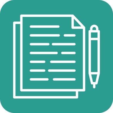 Yazı, kalem, belge, bant ikonu vektör resmi. Bilgi teknolojisi için de kullanılabilir. Web uygulamalarında, mobil uygulamalarda ve yazdırma ortamlarında kullanılabilir.