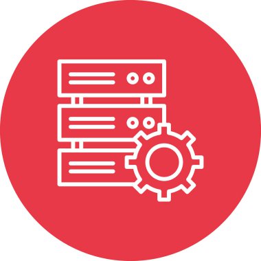 Veritabanı, ayarlar, sunucu simgesi vektör resmi. Bilgi teknolojisi için de kullanılabilir. Web uygulamalarında, mobil uygulamalarda ve yazdırma ortamlarında kullanılabilir.