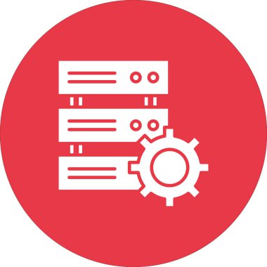 Veritabanı, ayarlar, sunucu simgesi vektör resmi. Bilgi teknolojisi için de kullanılabilir. Web uygulamalarında, mobil uygulamalarda ve yazdırma ortamlarında kullanılabilir.