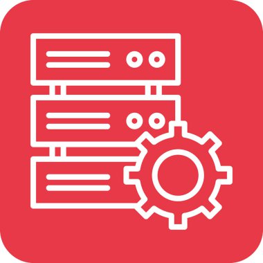 Veritabanı, ayarlar, sunucu simgesi vektör resmi. Bilgi teknolojisi için de kullanılabilir. Web uygulamalarında, mobil uygulamalarda ve yazdırma ortamlarında kullanılabilir.