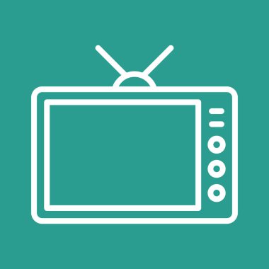 Eğlence, televizyon, TV ikonu vektör görüntüsü. Bilgi teknolojisi için de kullanılabilir. Web uygulamalarında, mobil uygulamalarda ve yazdırma ortamlarında kullanılabilir.