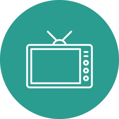 Eğlence, televizyon, TV ikonu vektör görüntüsü. Bilgi teknolojisi için de kullanılabilir. Web uygulamalarında, mobil uygulamalarda ve yazdırma ortamlarında kullanılabilir.