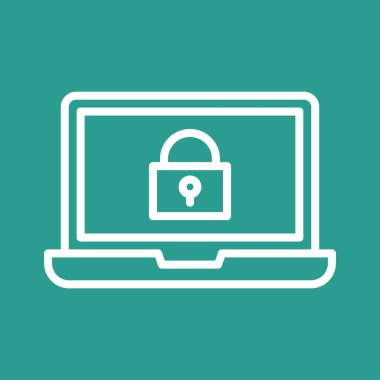 Kilitli, sistem, dizüstü bilgisayar simgesi vektör görüntüsü. Bilgi teknolojisi için de kullanılabilir. Web uygulamalarında, mobil uygulamalarda ve yazdırma ortamlarında kullanılabilir.