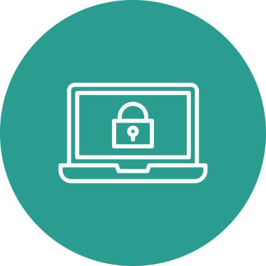 Kilitli, sistem, dizüstü bilgisayar simgesi vektör görüntüsü. Bilgi teknolojisi için de kullanılabilir. Web uygulamalarında, mobil uygulamalarda ve yazdırma ortamlarında kullanılabilir.