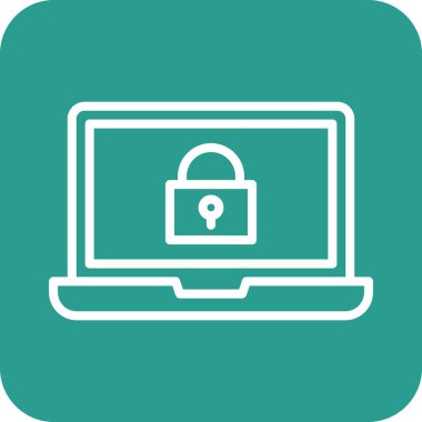 Kilitli, sistem, dizüstü bilgisayar simgesi vektör görüntüsü. Bilgi teknolojisi için de kullanılabilir. Web uygulamalarında, mobil uygulamalarda ve yazdırma ortamlarında kullanılabilir.